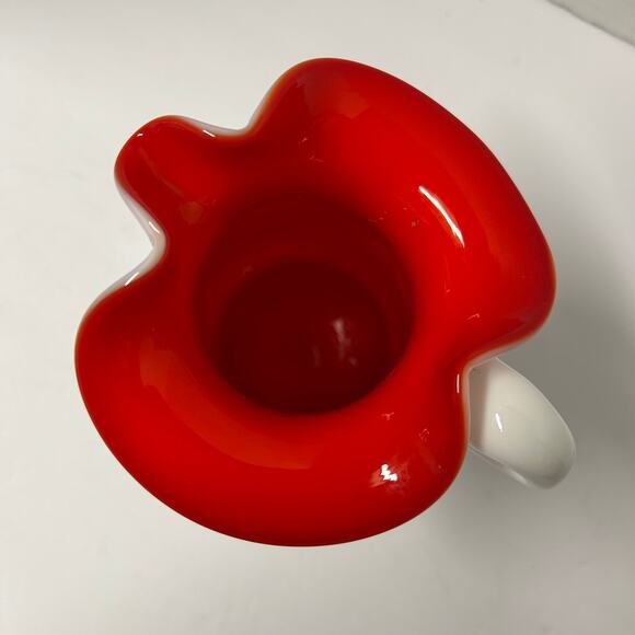 Vintage 1960's Kanawha Milk Glass Pitcher Encased with Red Glass - Picture 3 of 10